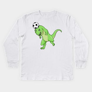 Comic TREX plays soccer Kids Long Sleeve T-Shirt